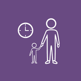 Parent with child and clock